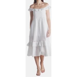 Spring And Mercer White Eyelet off the Shoulder Dress Large NWT